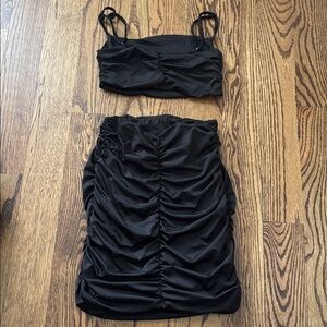 Black Ruched Two-Piece Set Size XS